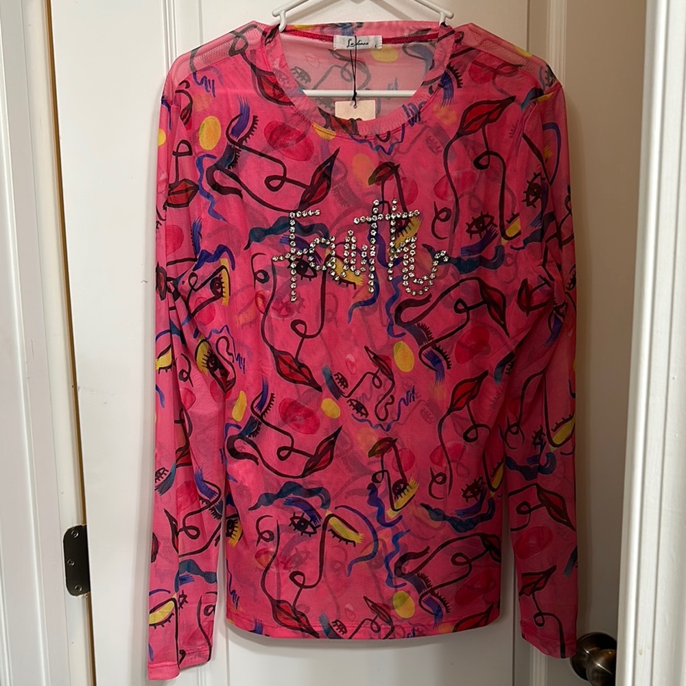 Pink Graphic Long Sleeve Top
